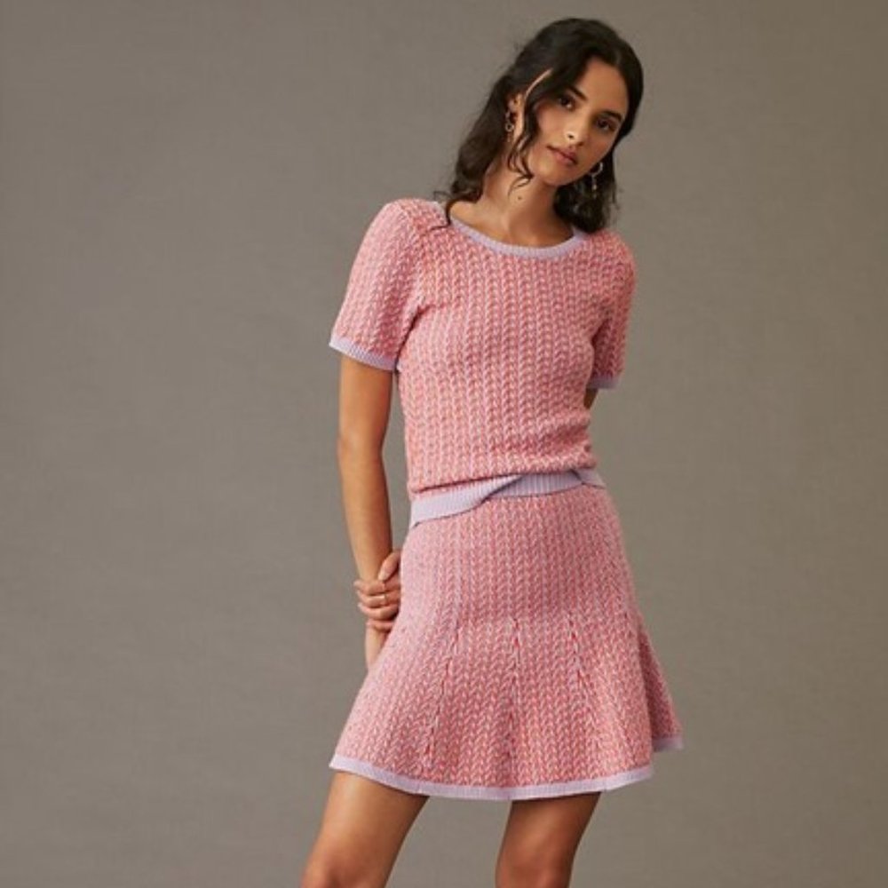Anthropologie X Maeve Colorblocked Knit Skirt Set